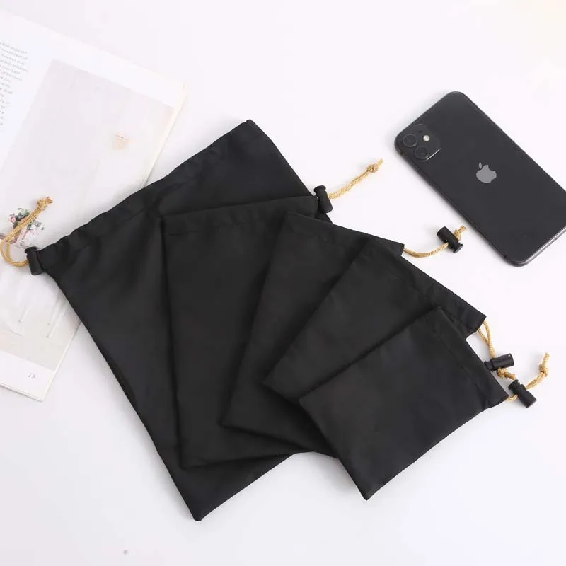 Headphone Drawstring Bags 2pc PU Leather Soft Headset Earphone Data Cable Waterproof Storage String Bag Pouch