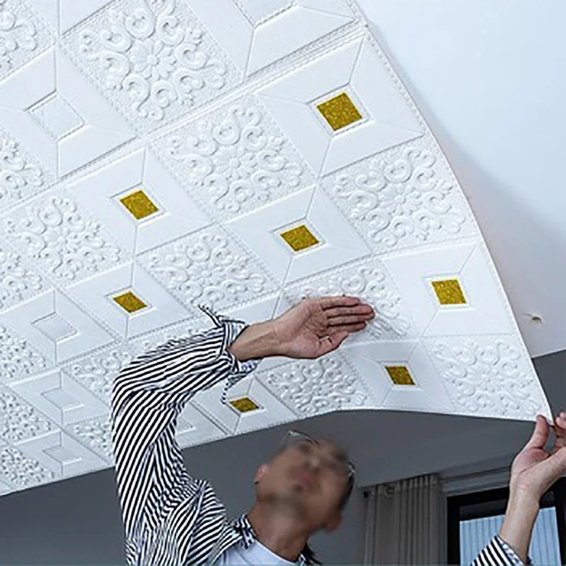 

10Pcs 70x70cm Big Size Ceiling Wallpaper 3D Brick Waterproof Stickers Foam Self-Adchive Decoration Room decor
