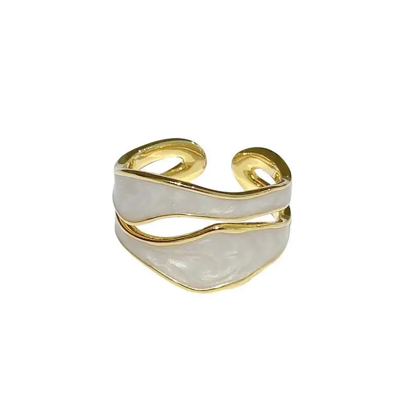 Gold Color Rings Double Oil Drip Open Rings for Women Irregular Adjustable Finger Ring Wedding Jewelry