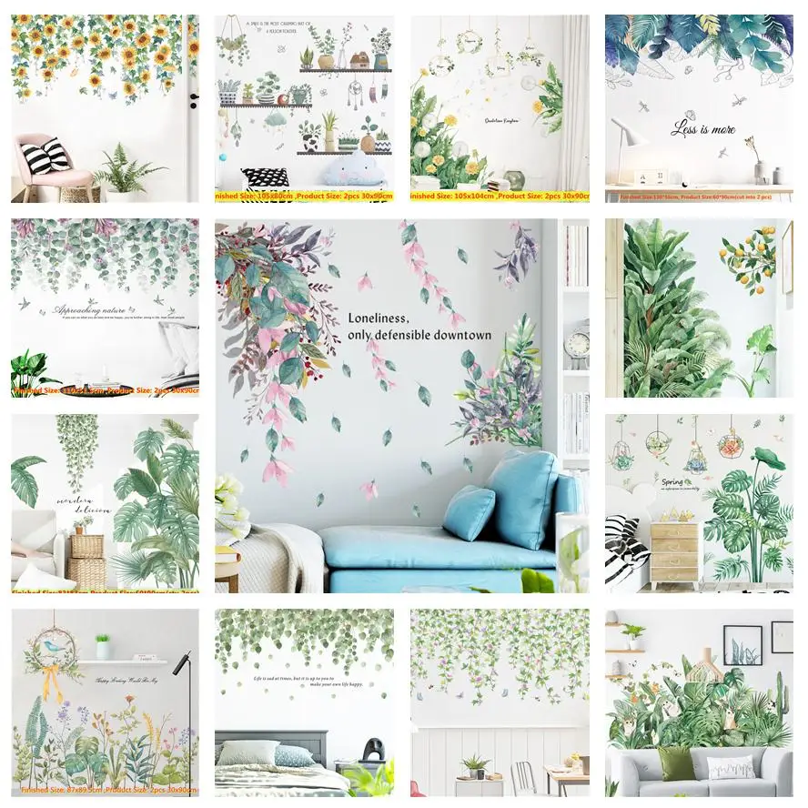 Feuilles vertes plante Stickers muraux décalcomanie pépinière décor Art  Mural pour la maison