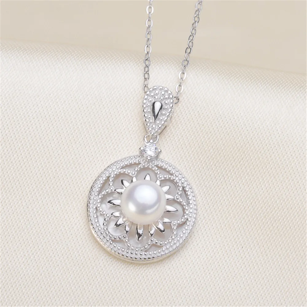 

DIY Pearl Accessories S925 Sterling Silver Gorgeous Shell Pearl Jade Pendant with 5-7mm Beads