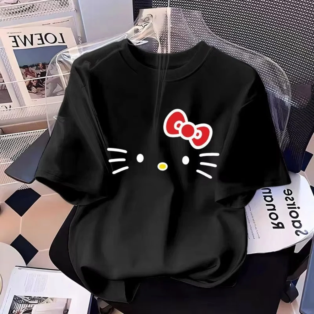 헬로 키티 산리오 트렌디 여름 아동용 루즈핏 티셔츠 - 100% 순면 소재 - 데일리 스포티룩에 적합