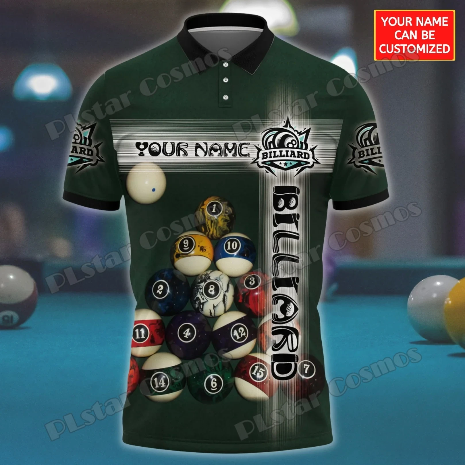 Billiard Skull Player Personalized Name 3D Printed Mens Polo Shirt Summer Street short sleeve shirt Gift for Billiard Lover WK42 – Detail 9
