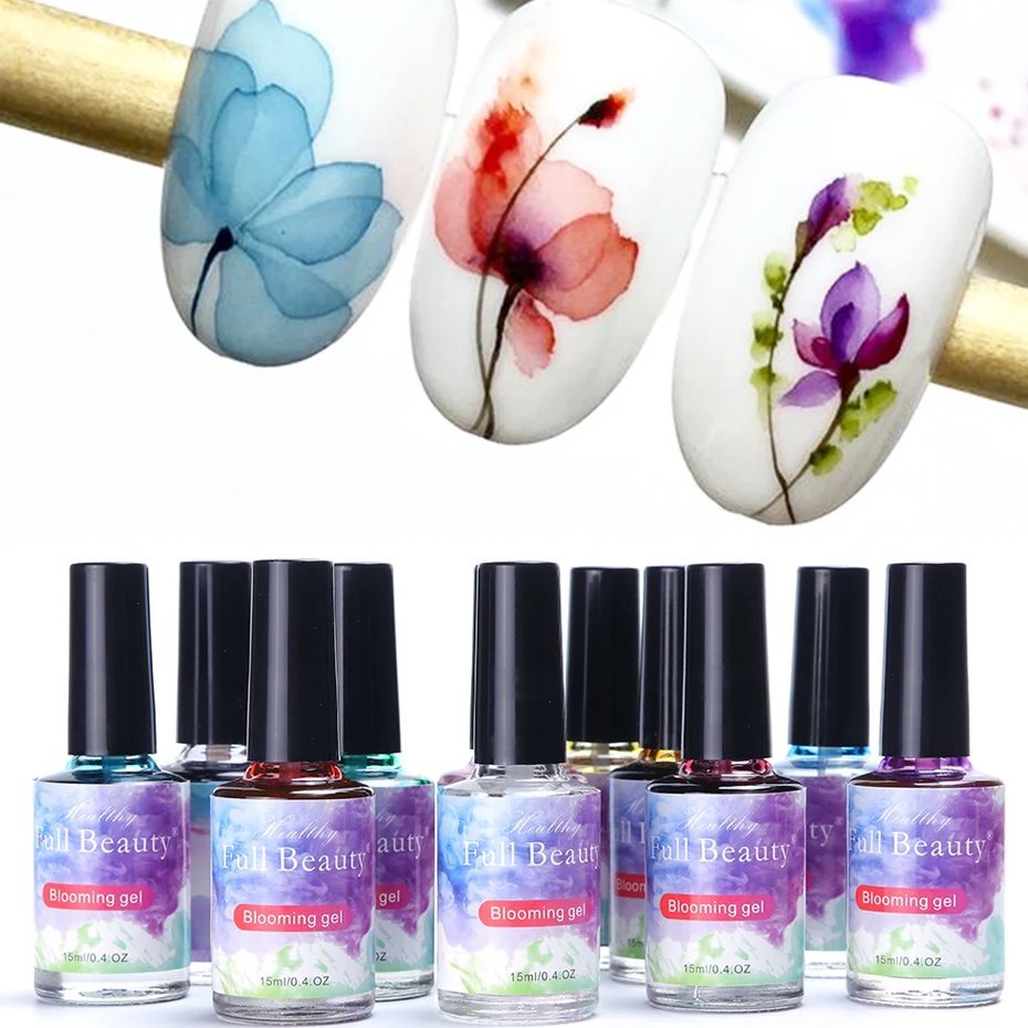 12 Bottle Watercolor Ink Nail Polish Blooming Flowers Gradient Marble Painting Salon Smoke Effect Art Gel Varnishes NT895 | Красота и