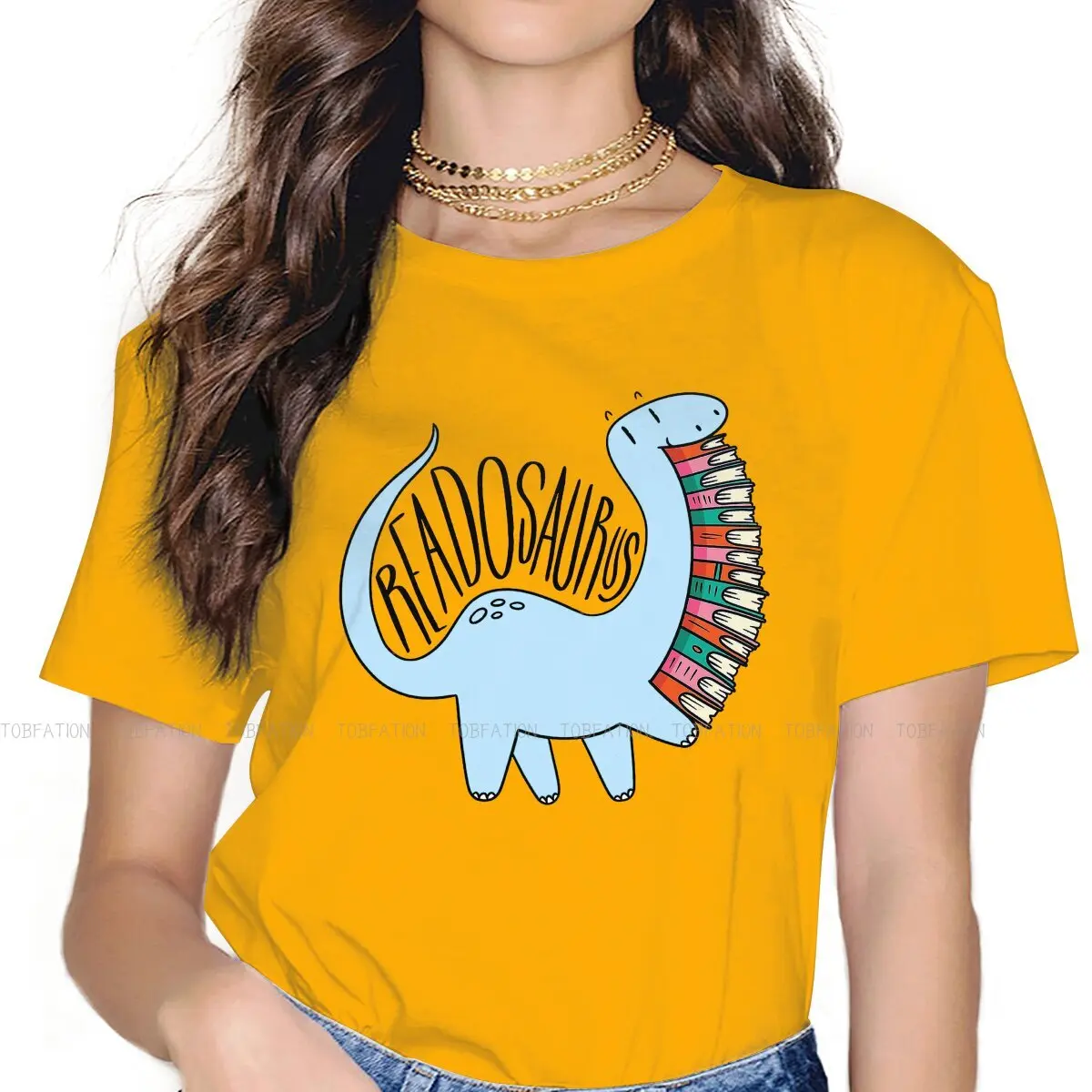 Book Dinosaurs Tall Wham TShirt for Woman Girl Readosaurus Pastel Blue