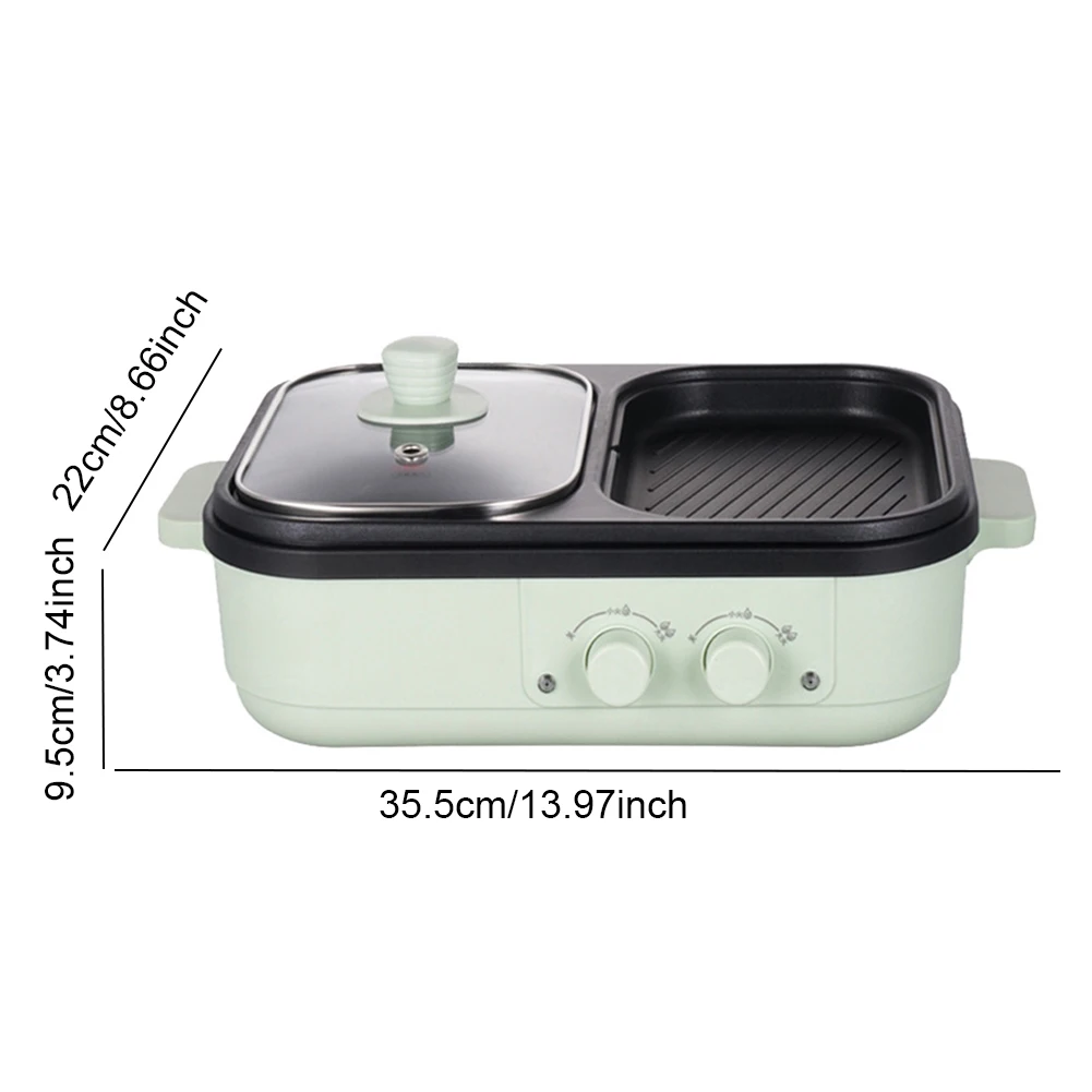 2 in 1 Multifunctional Electric Hot Pot Non-Stick Bbq Shabu Shabu Pot with Grill Cooking Pot for Steaks Ramen & Noodles 6