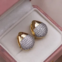 Elegant Two - Tone Zircon Ball Earrings - Chic Korean Fashion Jewelry (RED)