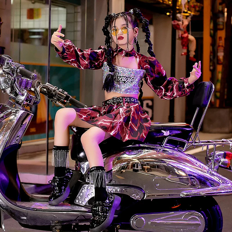 

Children Jazz Dance Fashion Set K-pop Stage Outfits Urban Stage Catwalk Performance Costumes Cool Clothes for Girls Hip-hop Wear