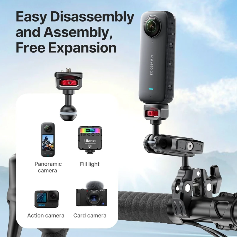 Ulanzi CO17 Super Clamp with 360° Dual Ball Head Magic Arm Adapter for Panoramic Camera Umbrella LED Light Tubular Railing Bike