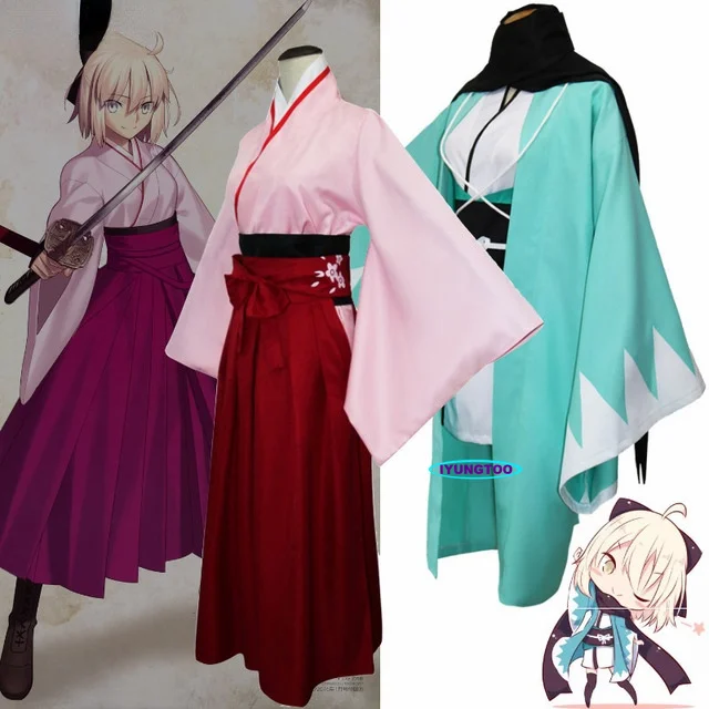 

Okita Souji Cosplay Sakura Saber Arturia Pendragon Grand Order Fate Stay Night Costume Fate saber Cosplay Okita Souji Kimono