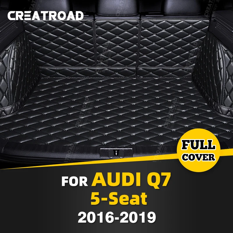 

Автомобильный коврик для багажника с полным покрытием для Audi Q7 5-seat 2016-2019 18 17, автомобильный коврик для багажника, подкладка для груза, защитные аксессуары для интерьера