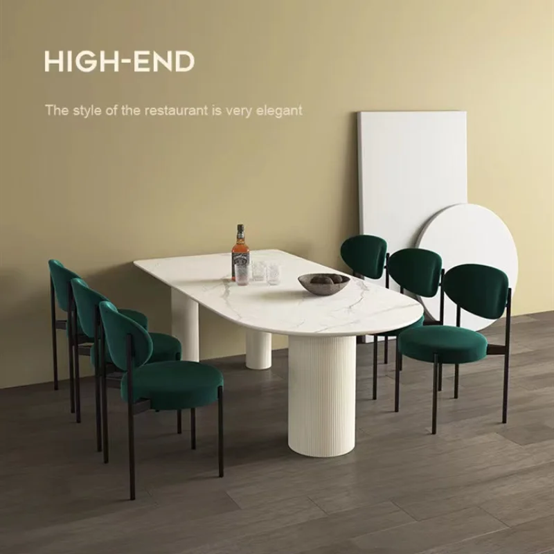 

Green Stackable Dining Chairs Black Metal Legs Apartment Italian Dining Chairs Fashion Dinette Bedroom Cadeira Home Furniture