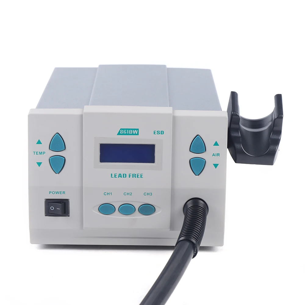 861DW Heat Gun Digital Display Station Hot Air Rework Station Soldering 1000W 110V 100℃~500℃ 6