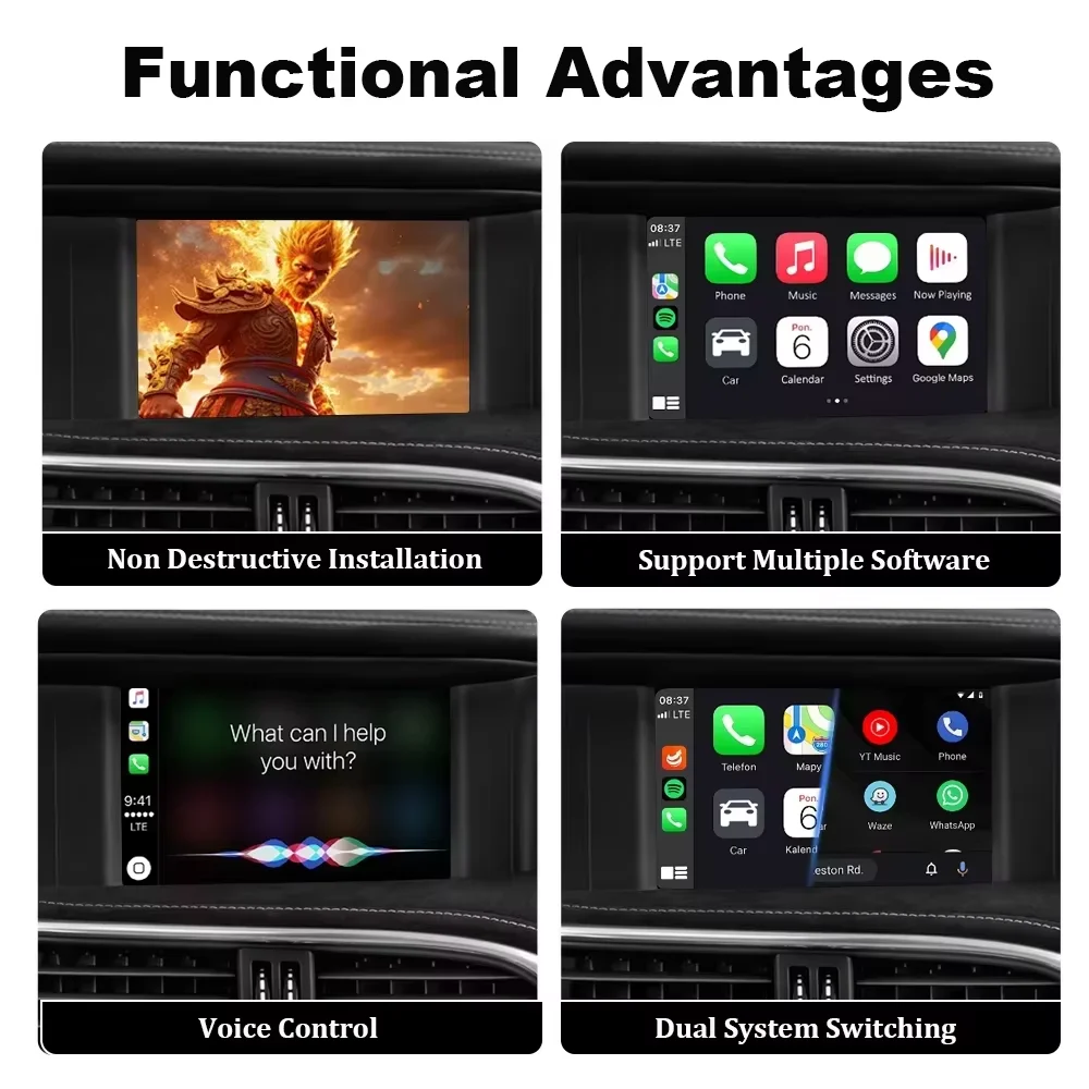 Adaptador de Interfaz Inalámbrica CarPlay Android Auto para Chevrolet Cruze 2012 2013 2014 y Opel Zafira C 2016 2017 con Pantalla Táctil, Mirror Link, Airplay, BT, GPS y Módulo de Navegación 3
