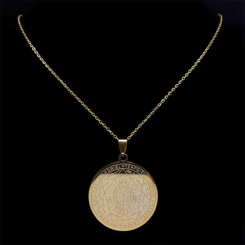 Siegel der Sieben Erzengel Medaille Edelstahl-Halskette Siegel des Salomon Heiliger Michael Halskette Schutz-Schmuck Collier N1162S0 – Detail 8