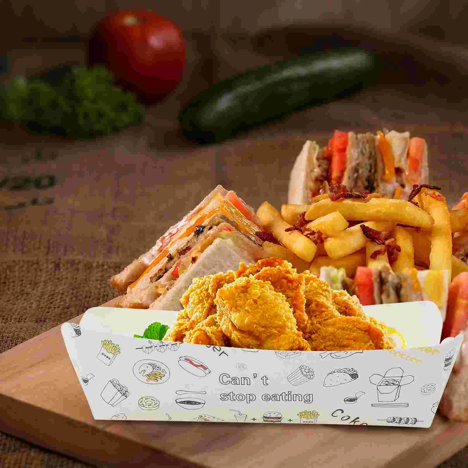 100 Pcs Snack Carton Wrapping Container Boxes Popcorn Containers Food Trays Packing
