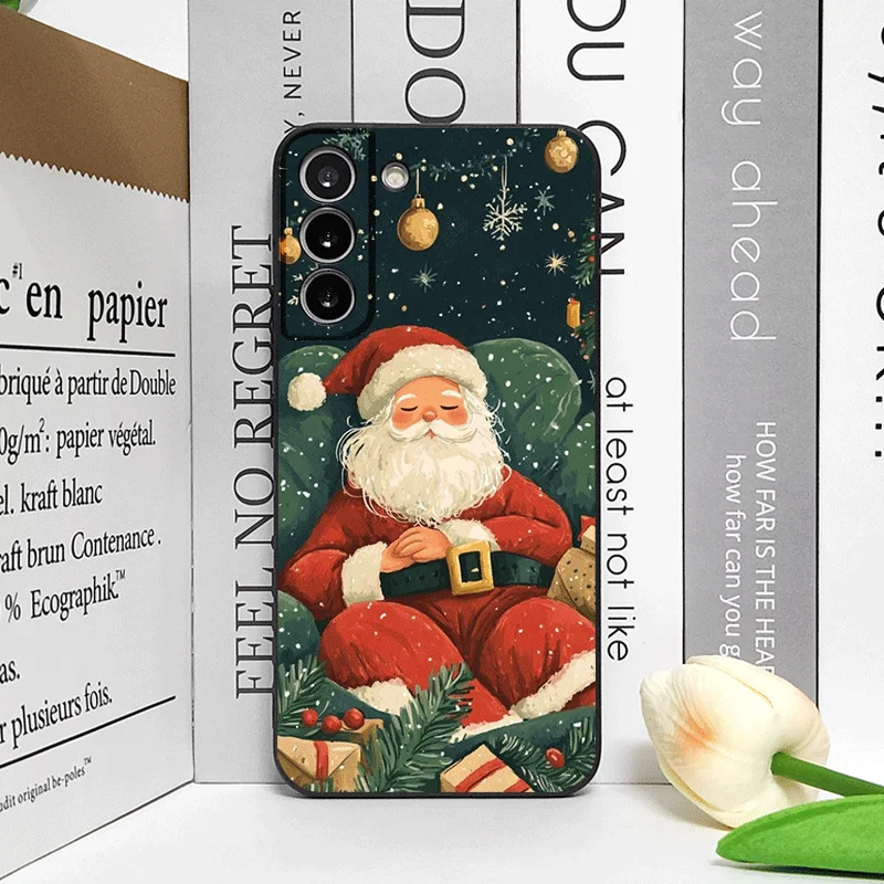 Festive Santa Claus & Christmas Tree Design Soft Phone Case Cover