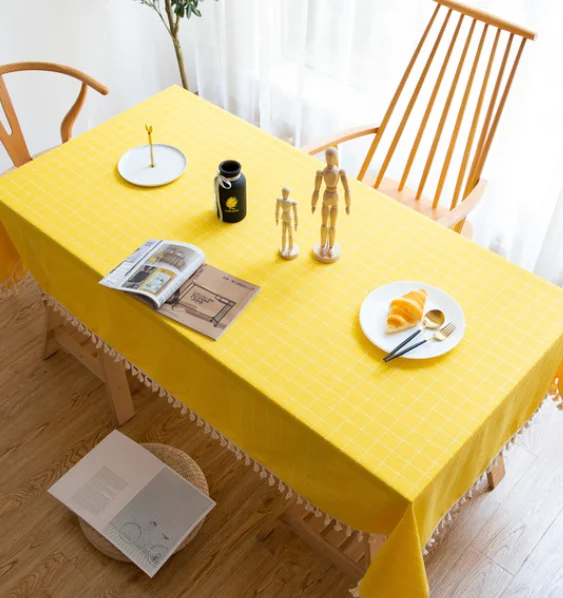 

New fringe decorative linen tablecloth, rectangular table cover, wedding, tea, hot grille design