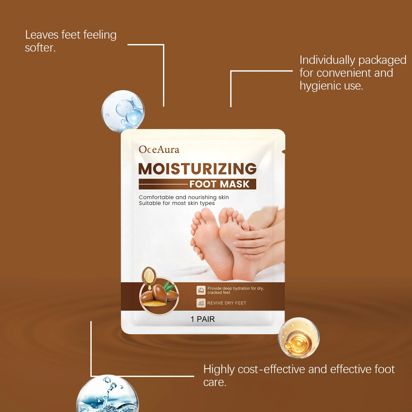 OceAura Moisturizing Foot Mask Deep Hydration Dry and Cracked Feet Smooth Skin Repair Exfoliating Foot Mask Dead Skin Remover