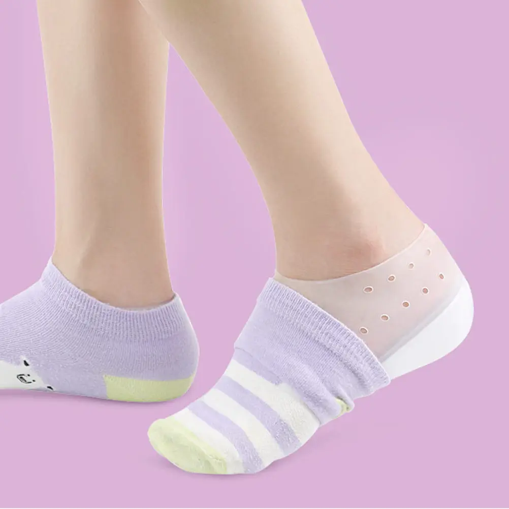 1 쌍 보이지 않는 높이 증가 깔창 실리콘 편안한 통기성 발 뒤꿈치 패드 화이트 사이즈 2Cm 남성 여성용 안티 슬립 충격 방지