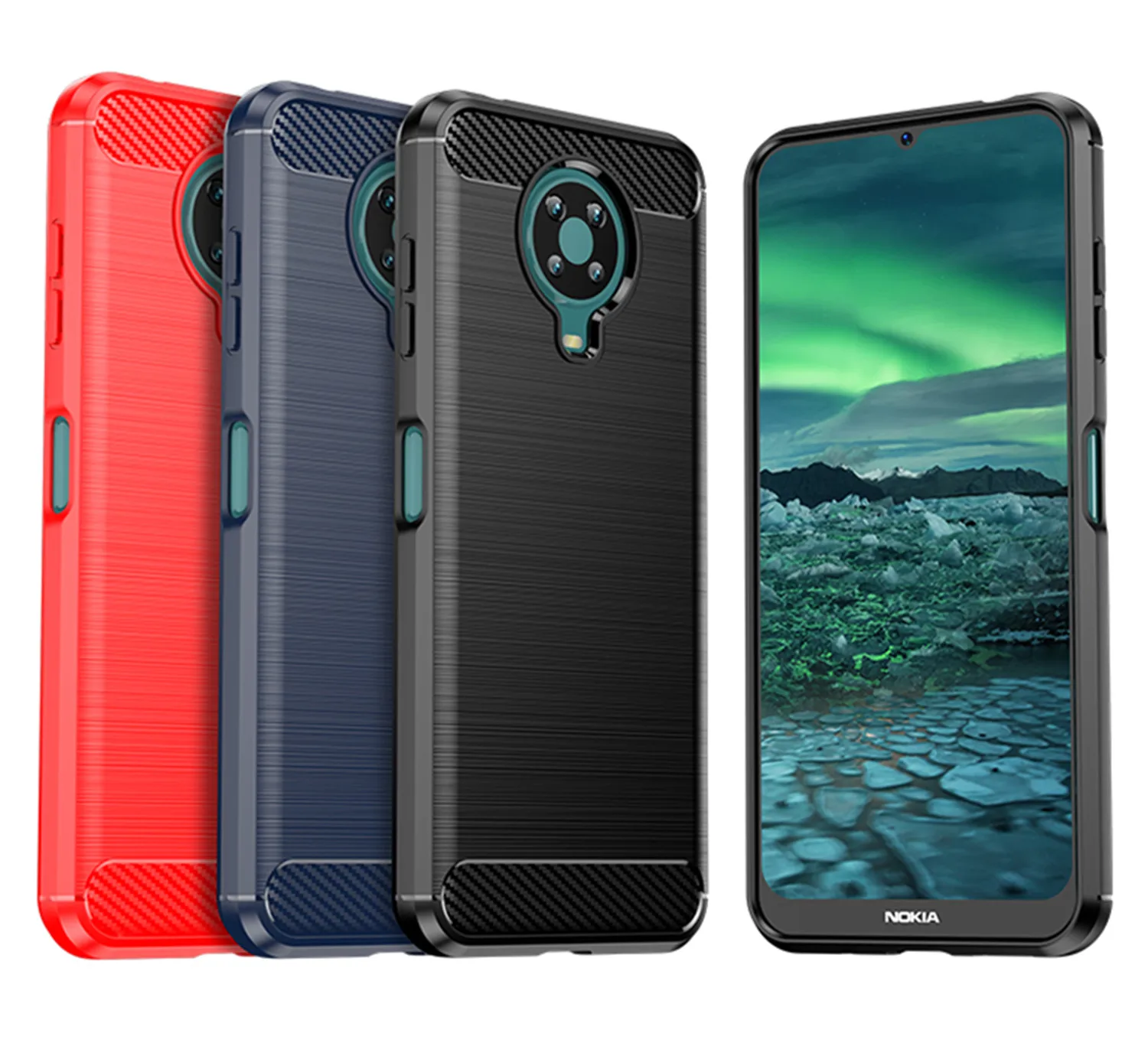 Shockproof Silicone Carbon Fiber Back Cover - Soft Matte Phone Case