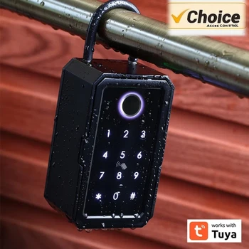 Waterproof outdoor Security Box: TTlock/Tuya Fingerprint Bluetooth gateway Key Box with App Control, Remote Wall Mount Padlock 1
