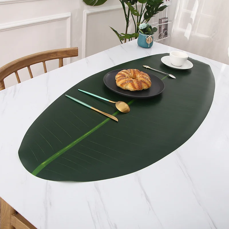 

Modern Simulation Leaf Table Mat No Withering Long-Lasting Decorative Beautiful Banana Leaf,Wedding Home Kitchen Decor Table Mat