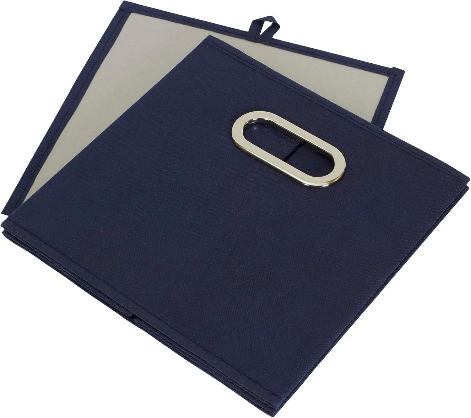 Household Essentials 81-1 Foldable Fabric Storage Bins Set of 6 Cubes with Handles  Navy Blue 4