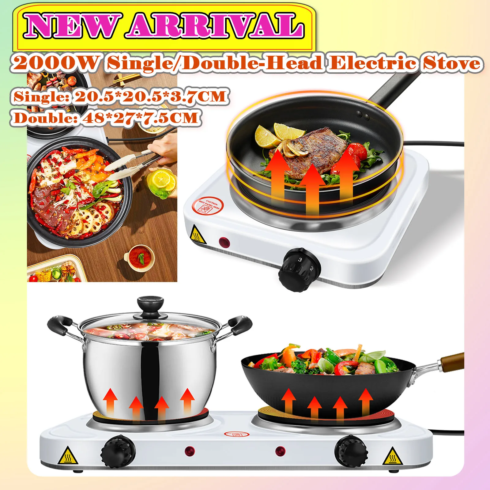 Electric Double Hot Plate Portable Kitchen Table Top Stove Hotplate ...