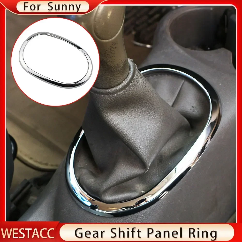 Auto-Schaltknauf-Panel-Abdeckung für Nissan Versa Latio Almera Sunny 2011 2012 2013 2014 2015 2016 2017, Aufkleberverkleidung, ABS, Chrom