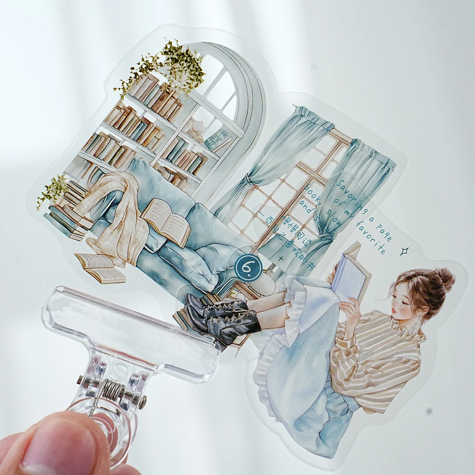 Etori Life 15Pcs 조용한 독서 코너 스티커 DIY 일기, 노트북, 여행 가방, 물병, 사진 앨범, 냉장고, 기타, 사무실 장식 액세서리, 수제 스크랩북 용품, 방 장식, 봉투 및 선물 종이 가방,