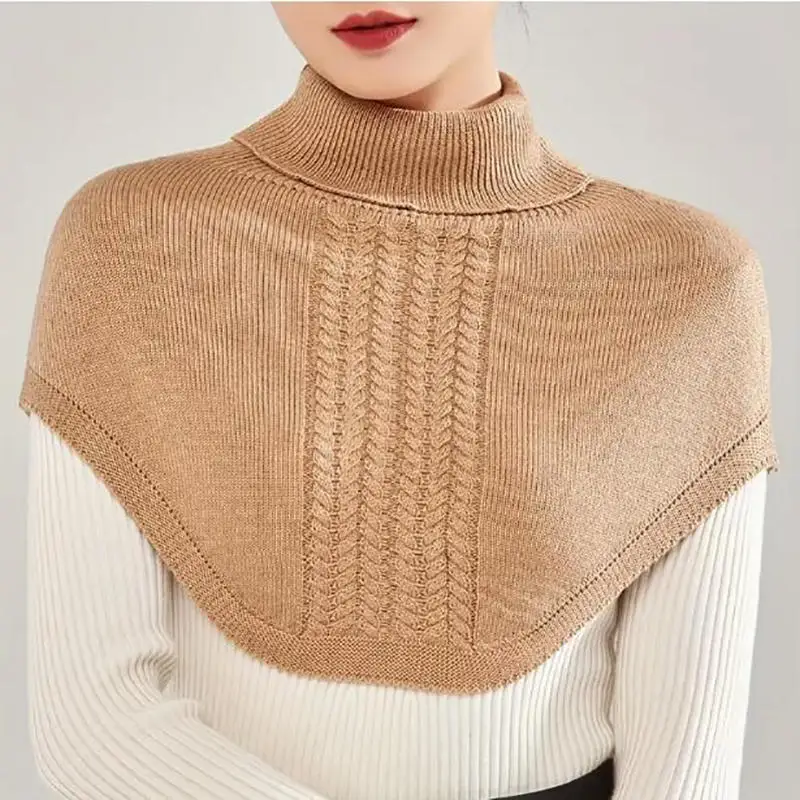 Women Knitted Fake Collar Scarf Warm Turtleneck Neck Warmer Detachable Winter Windproof False Scarf