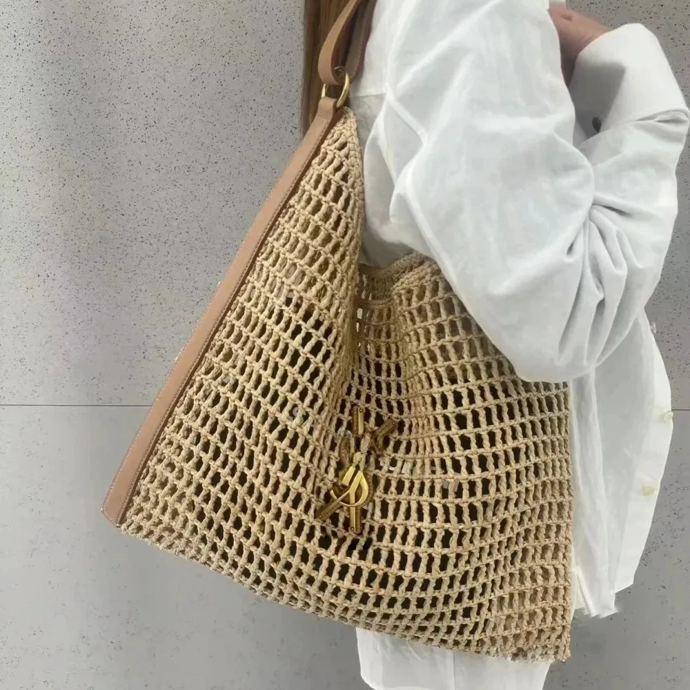 Hot Selling New Fashionable and Atmospheric Large Capacity Women's Woven Bag, Niche Hollow Grass Woven Bag, Commuting Storagebag 6