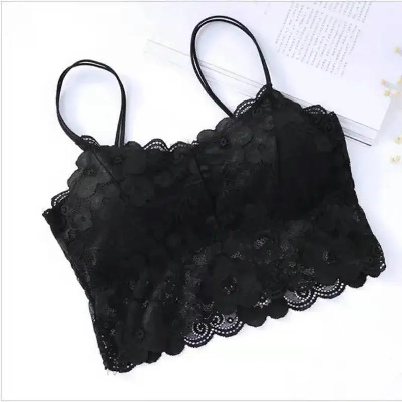1 Pcs New Women Lace Seamless Bras Top Sexy Wrapped Chest Strap Chest Pad Camisole Bottoming Underwear Beauty Vest Bralette