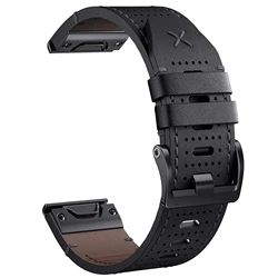 Premium Leather QuickFit Strap, 22mm/26mm, - QuickFit 22mm (Breathable black)