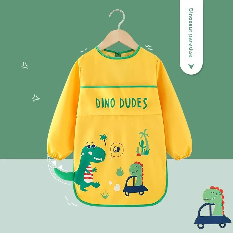 Waterproof Baby Bibs for Eating And Drawing Anti-Dirty Children Cover up Summer Nursery Baby Food Tray Toddler Feeding Apron