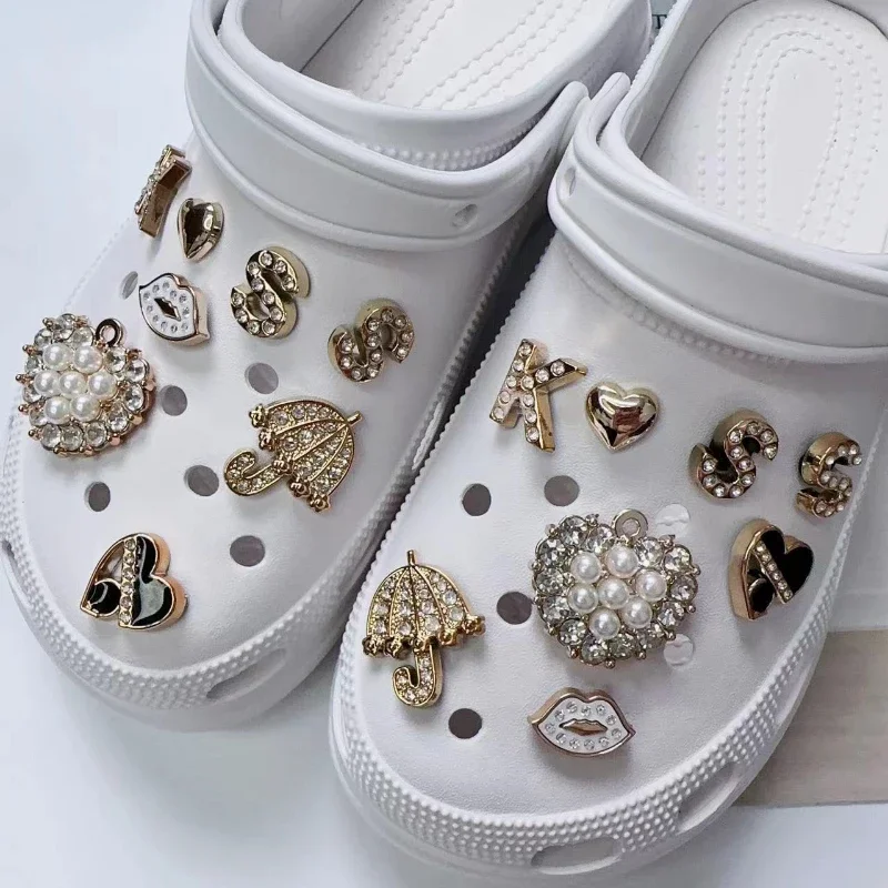 

Shoe Charm for Crocs DIY Pearl Rhinestone Metal Detachable Decoration Buckle for Croc Charms Set Accessories Kids Girls Gift