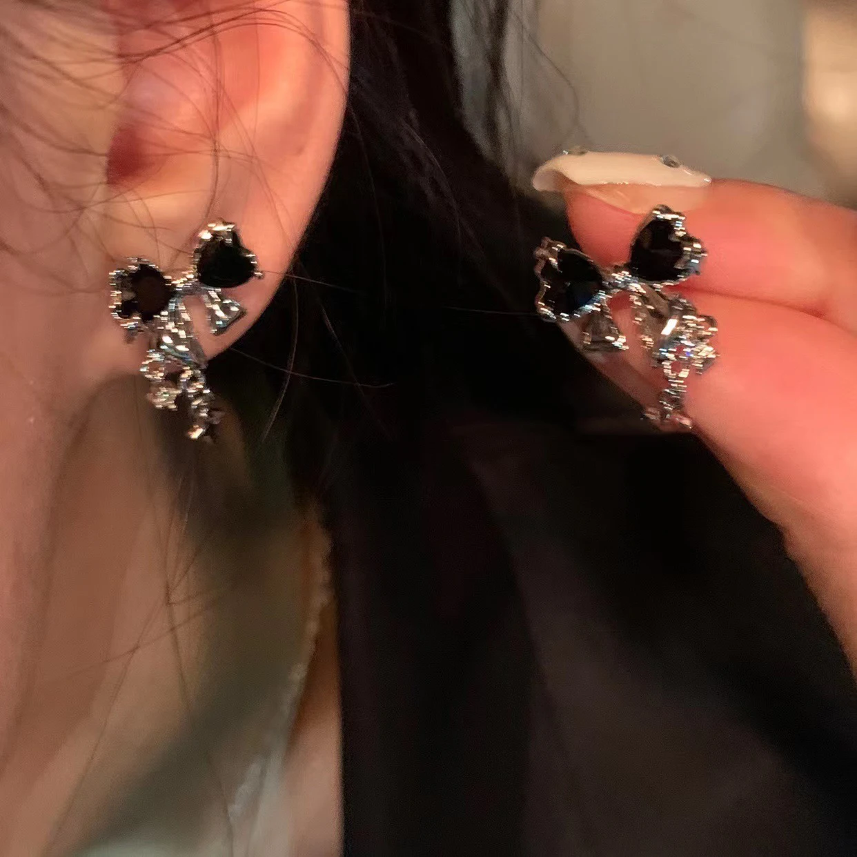 stud earrings Y2K Bowknot Zircon Women Korean Pink Crystal Personality Party Jewelry Gifts