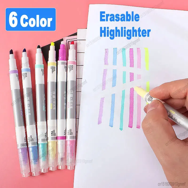 6/10 Color Set Erasable Highlighter Art Marker Pen Oblique Tip 1mm