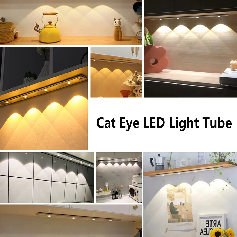Œil de chat LED sous-meuble, veilleuse de cuisine, capteur de mouvement  infrarouge PIR, batterie Rechargeable par USB, lampe à gradation, 3000K  4000K 6000K - AliExpress