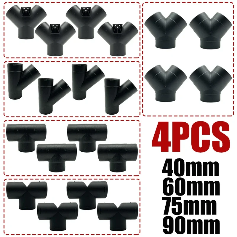 4X 42/60/75/90mm Air Vent Ducting T Piece Y Branch Pipe Connector Joiner Splitter For Webasto Eberspaecher Diesel Parking Heater