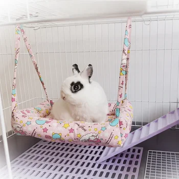 Cute Pet Rabbit Hammock Cotton Hamster Mouse Hanging Bed Mat for Small Pet Hamster Warm Sleep Nests Hanging Hammock Bed 6