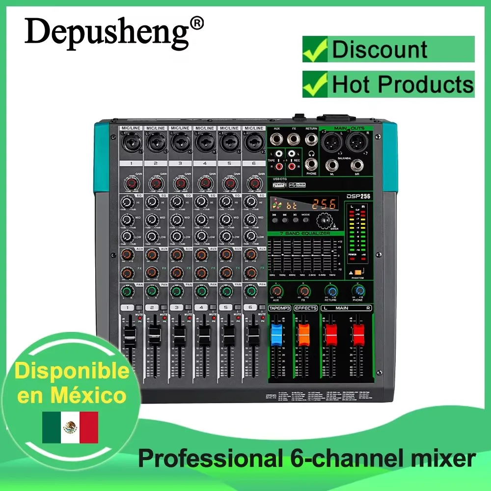 Audio mixer Professional Audio Mixer Depusheng MG6 6 Channel Sound Board Console DJ Mixing Desk System Interface Built-in 256 Reverb Effect