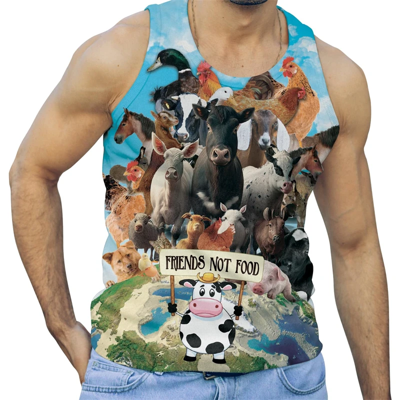 

Гавайская корова пляжный жилет Harajuku модная майка с животными для мужчин повседневная одежда для мальчиков Aloha 3D жилет с рисунком Y2k детские топы