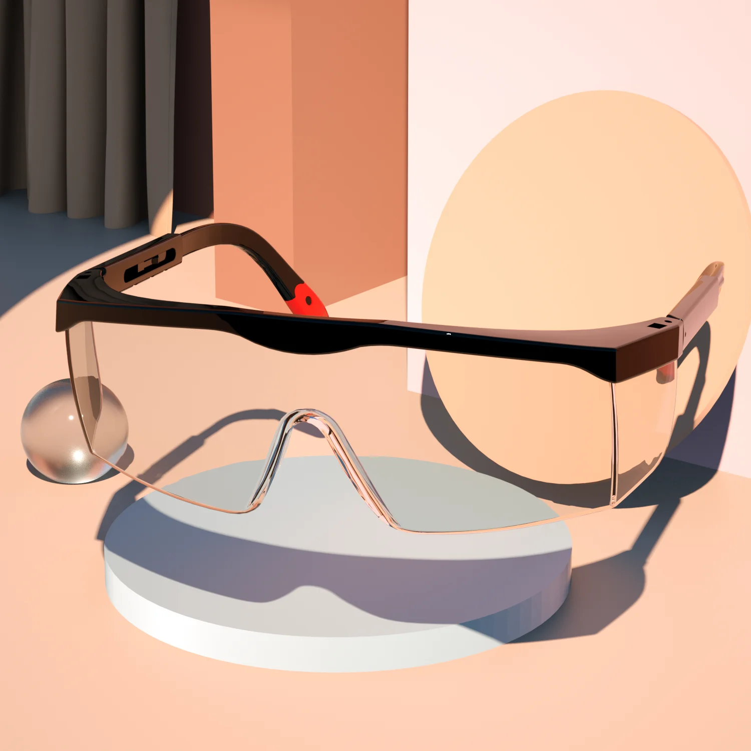 Antibeschlag-Schutzbrille über Brillen Ansi Z87 Klare Schutzbrille HD-Linse Gummibein Augenschutz für industrielle Laborarbeiten – Detail 2