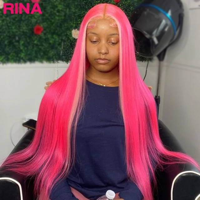 Pink Human Hair Wig Straight Barbie Doll Wigs 13x4 HD Lace Front Wigs 30  Inch Colored Wigs, Hairsmarket