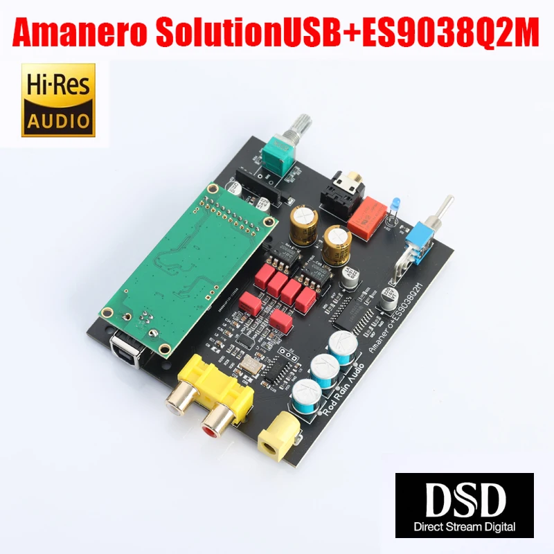 Rod Rain Audio U1 ES9038Q2M DAC Amanero USB Card 384KHz DSD512 Hifi Audio Decoder Headphone DAC Amplifier Board Sound Decodering