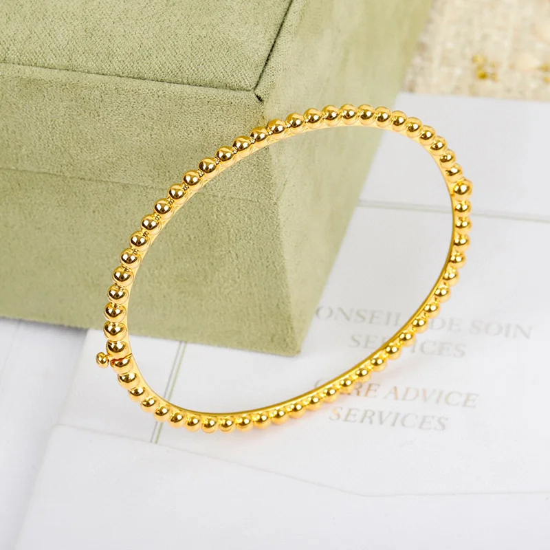 2022 Hot Top Brand Pure Sterling Jewelry Luxury Brand Rose Gold Beads Bangle Wedding Jewelry Around Classic Bangle