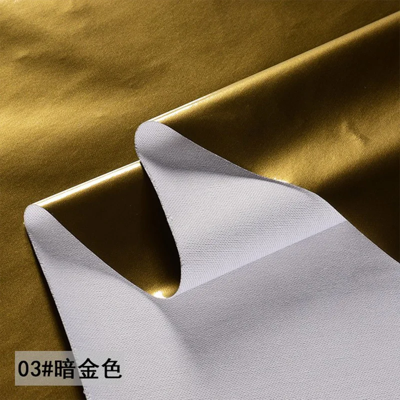 Dark Gold Thin Mirror Leather Waterproof Shiny Fabric Faux Leather Fabric Sewing DIY Design Stage Performance Costumes