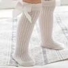 Summer Mesh Baby Girls Socks Cute Big Bows Soft Cotton Elastic White Red Newborn Stockings Knee High Long for Toddler Socks 3